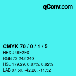 Color code: CMYK 70 / 0 / 1 / 5 | qconv.com