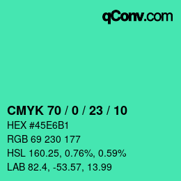 Color code: CMYK 70 / 0 / 23 / 10 | qconv.com