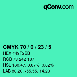 Color code: CMYK 70 / 0 / 23 / 5 | qconv.com