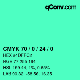 Color code: CMYK 70 / 0 / 24 / 0 | qconv.com