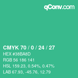 カラーコード: CMYK 70 / 0 / 24 / 27 | qconv.com