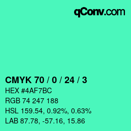 颜色代码: CMYK 70 / 0 / 24 / 3 | qconv.com