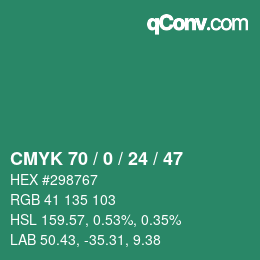 Color code: CMYK 70 / 0 / 24 / 47 | qconv.com