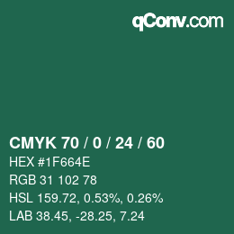 カラーコード: CMYK 70 / 0 / 24 / 60 | qconv.com