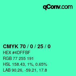 Color code: CMYK 70 / 0 / 25 / 0 | qconv.com