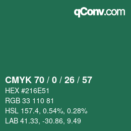 Color code: CMYK 70 / 0 / 26 / 57 | qconv.com