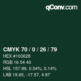カラーコード: CMYK 70 / 0 / 26 / 79 | qconv.com