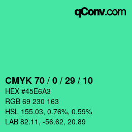 Color code: CMYK 70 / 0 / 29 / 10 | qconv.com