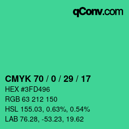 Color code: CMYK 70 / 0 / 29 / 17 | qconv.com