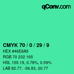 Farbcode: CMYK 70 / 0 / 29 / 9 | qconv.com