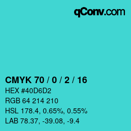 Farbcode: CMYK 70 / 0 / 2 / 16 | qconv.com