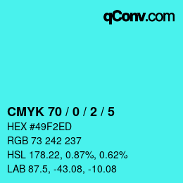 Color code: CMYK 70 / 0 / 2 / 5 | qconv.com