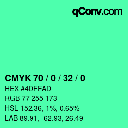 Color code: CMYK 70 / 0 / 32 / 0 | qconv.com