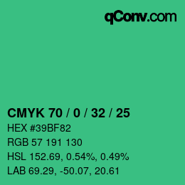 Color code: CMYK 70 / 0 / 32 / 25 | qconv.com