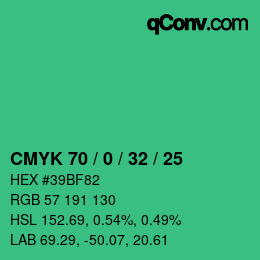 Color code: CMYK 70 / 0 / 32 / 25 | qconv.com