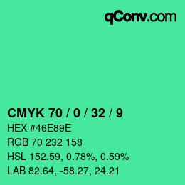 颜色代码: CMYK 70 / 0 / 32 / 9 | qconv.com