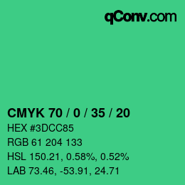 Color code: CMYK 70 / 0 / 35 / 20 | qconv.com