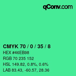 Color code: CMYK 70 / 0 / 35 / 8 | qconv.com