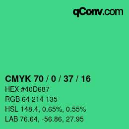 Color code: CMYK 70 / 0 / 37 / 16 | qconv.com
