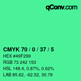 Color code: CMYK 70 / 0 / 37 / 5 | qconv.com