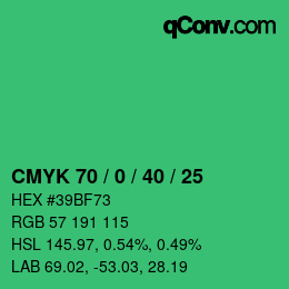 Color code: CMYK 70 / 0 / 40 / 25 | qconv.com