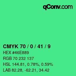 Color code: CMYK 70 / 0 / 41 / 9 | qconv.com