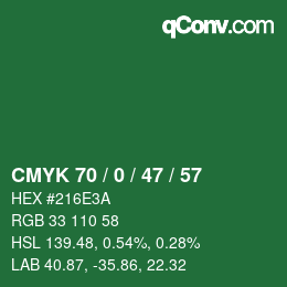 颜色代码: CMYK 70 / 0 / 47 / 57 | qconv.com