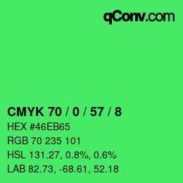 Color code: CMYK 70 / 0 / 57 / 8 | qconv.com