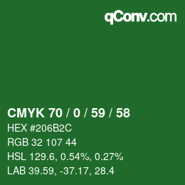 颜色代码: CMYK 70 / 0 / 59 / 58 | qconv.com