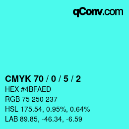 カラーコード: CMYK 70 / 0 / 5 / 2 | qconv.com