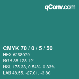 Código de color: CMYK 70 / 0 / 5 / 50 | qconv.com