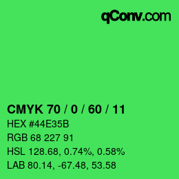 颜色代码: CMYK 70 / 0 / 60 / 11 | qconv.com