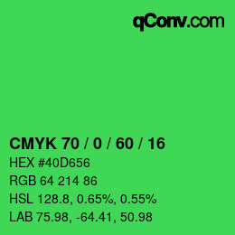 Color code: CMYK 70 / 0 / 60 / 16 | qconv.com