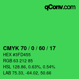 Color code: CMYK 70 / 0 / 60 / 17 | qconv.com