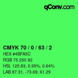 颜色代码: CMYK 70 / 0 / 63 / 2 | qconv.com
