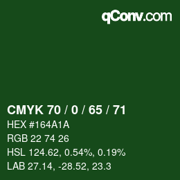 Color code: CMYK 70 / 0 / 65 / 71 | qconv.com