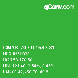 Color code: CMYK 70 / 0 / 68 / 31 | qconv.com