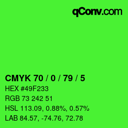 Farbcode: CMYK 70 / 0 / 79 / 5 | qconv.com