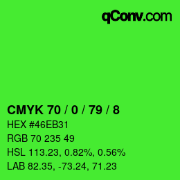 Color code: CMYK 70 / 0 / 79 / 8 | qconv.com