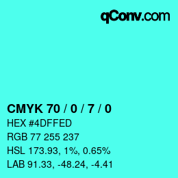 Color code: CMYK 70 / 0 / 7 / 0 | qconv.com