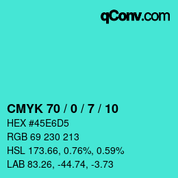 カラーコード: CMYK 70 / 0 / 7 / 10 | qconv.com