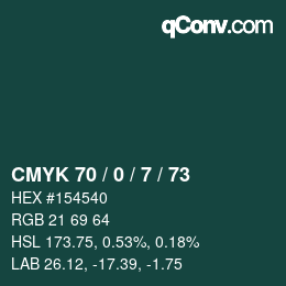 カラーコード: CMYK 70 / 0 / 7 / 73 | qconv.com