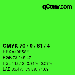 Código de color: CMYK 70 / 0 / 81 / 4 | qconv.com