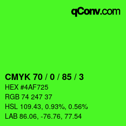 Color code: CMYK 70 / 0 / 85 / 3 | qconv.com