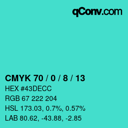 Color code: CMYK 70 / 0 / 8 / 13 | qconv.com