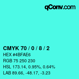 カラーコード: CMYK 70 / 0 / 8 / 2 | qconv.com