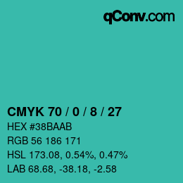 Color code: CMYK 70 / 0 / 8 / 27 | qconv.com