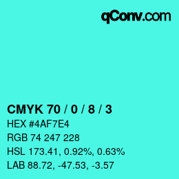 Color code: CMYK 70 / 0 / 8 / 3 | qconv.com