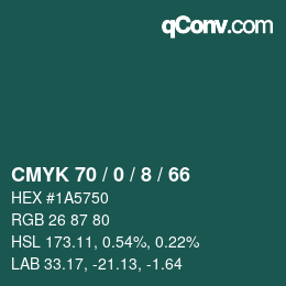 Color code: CMYK 70 / 0 / 8 / 66 | qconv.com
