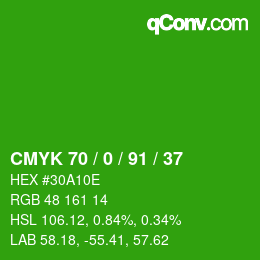 Color code: CMYK 70 / 0 / 91 / 37 | qconv.com